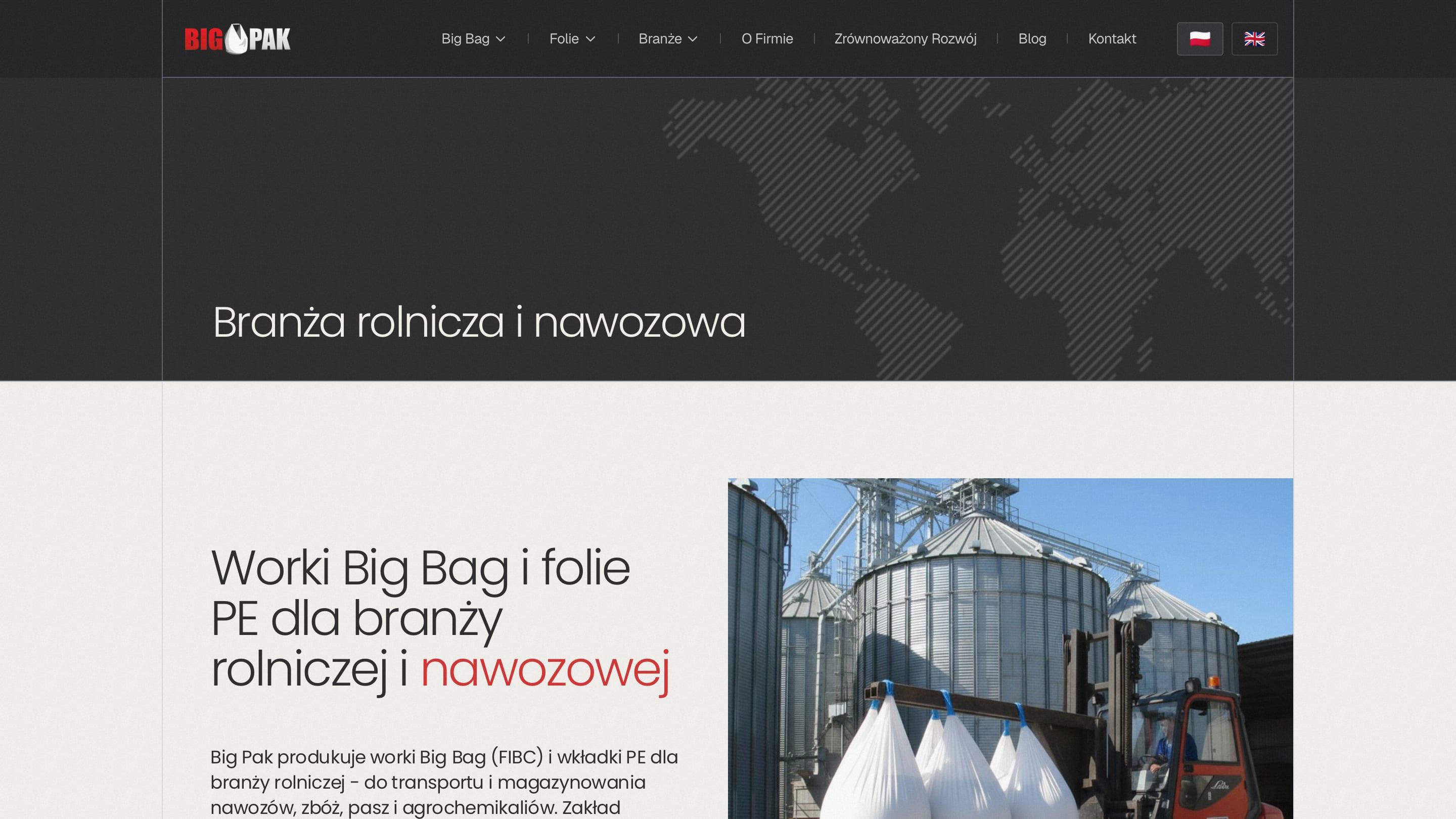 Podstrona branżowa: worki Big Bag i folie PE dla branży rolniczej i nawozowej